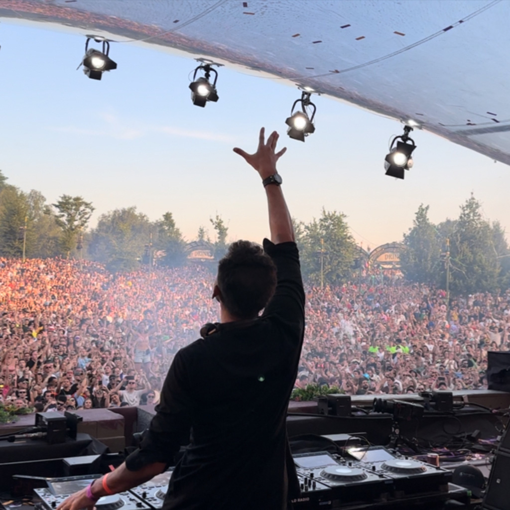 Concert stage with crowd